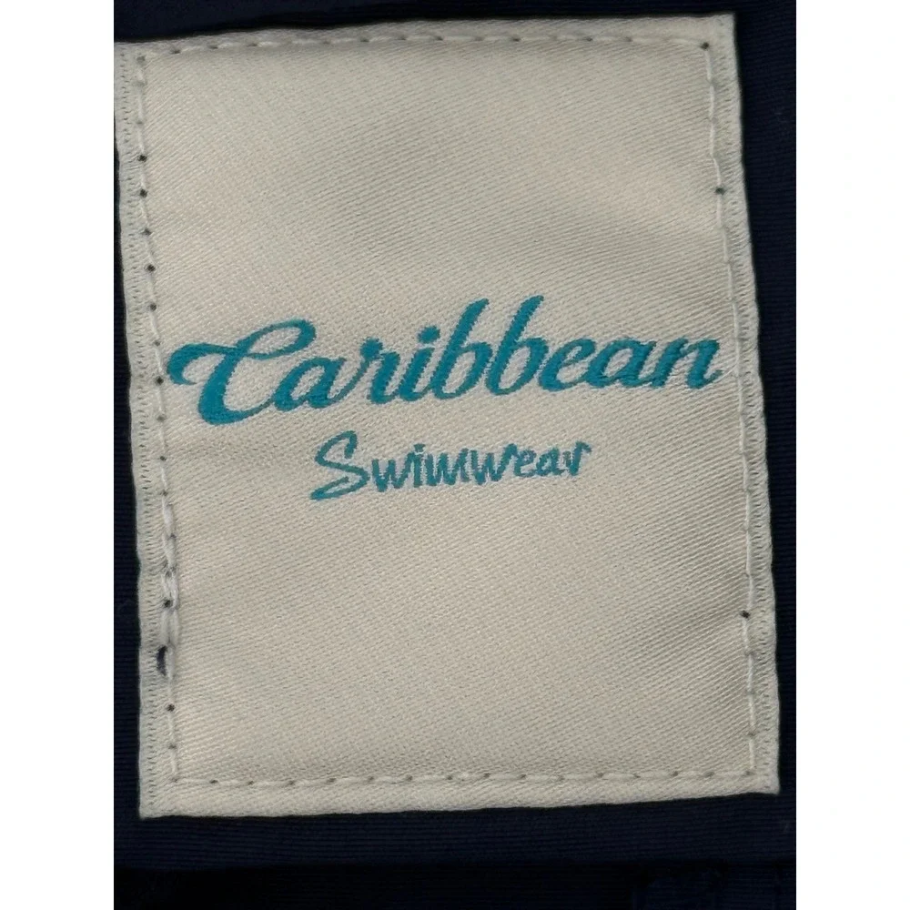 Caribbean Swimwear Mens Sz 4XB Navy Blue Cargo Swim Trunks Mesh Lined Big & Tall